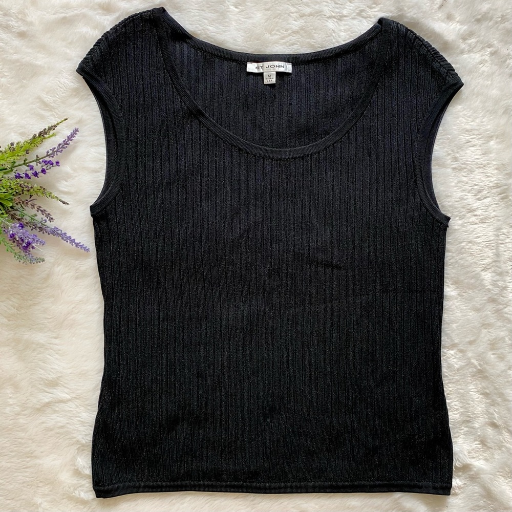 ST. John Black Sleeveless Knit Top - Picture 2 of 6
